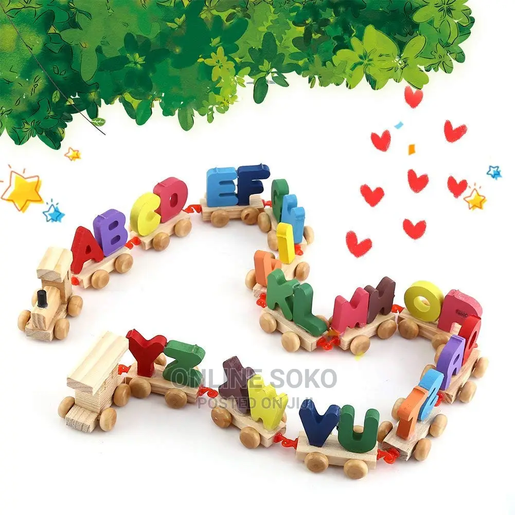 Kids Digital Number Letter Train Set Wooden Educational Toy