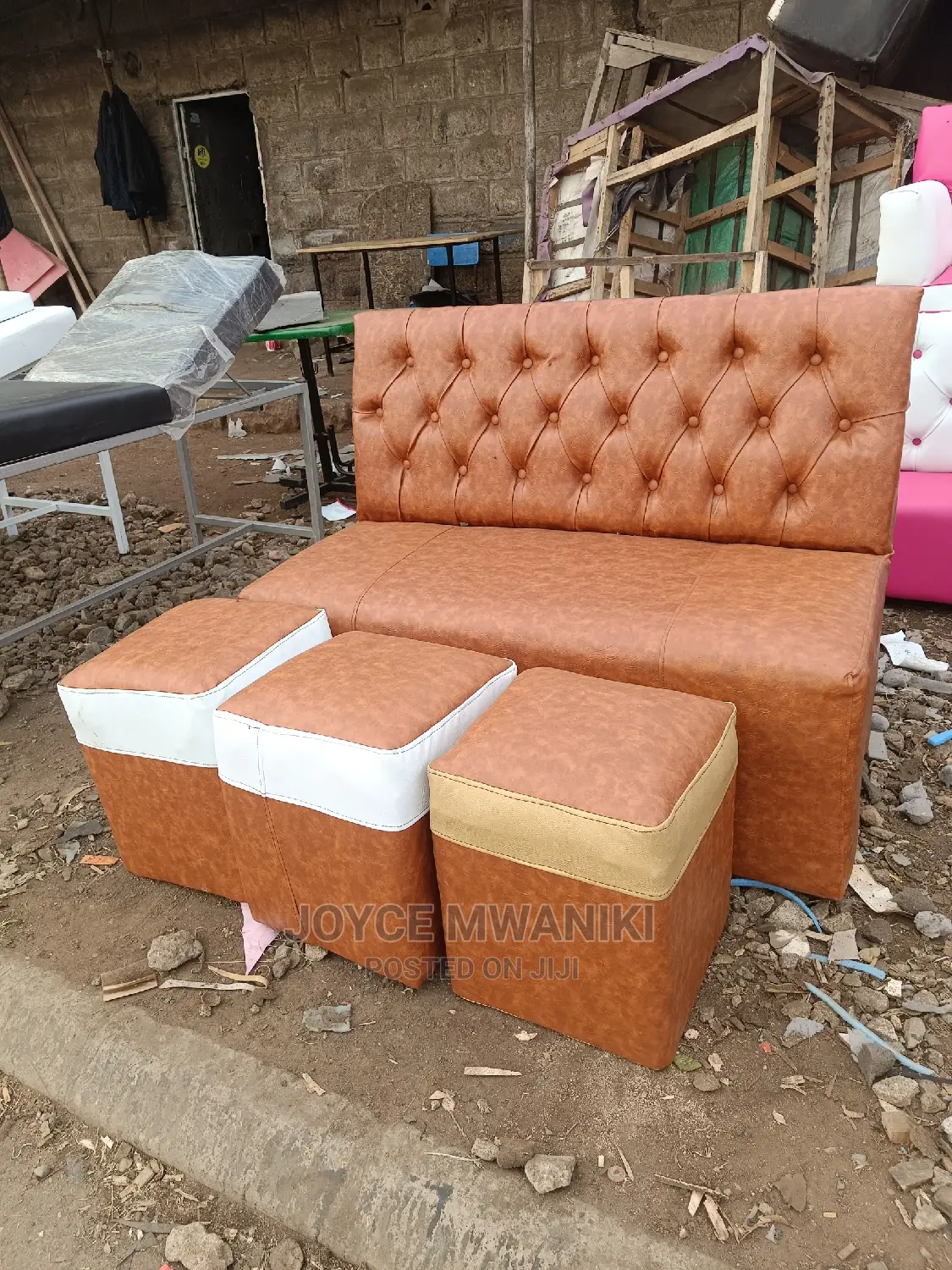 Couch 2 Seater and 3 Stools
