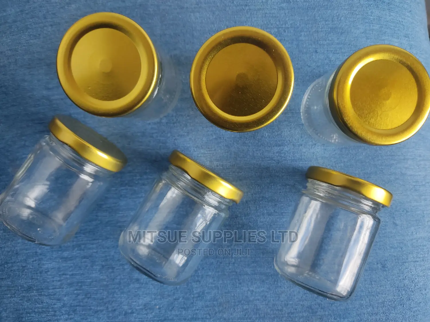 A Dozen Glass/Jam Jar 100ml With Gold Lids With Seals