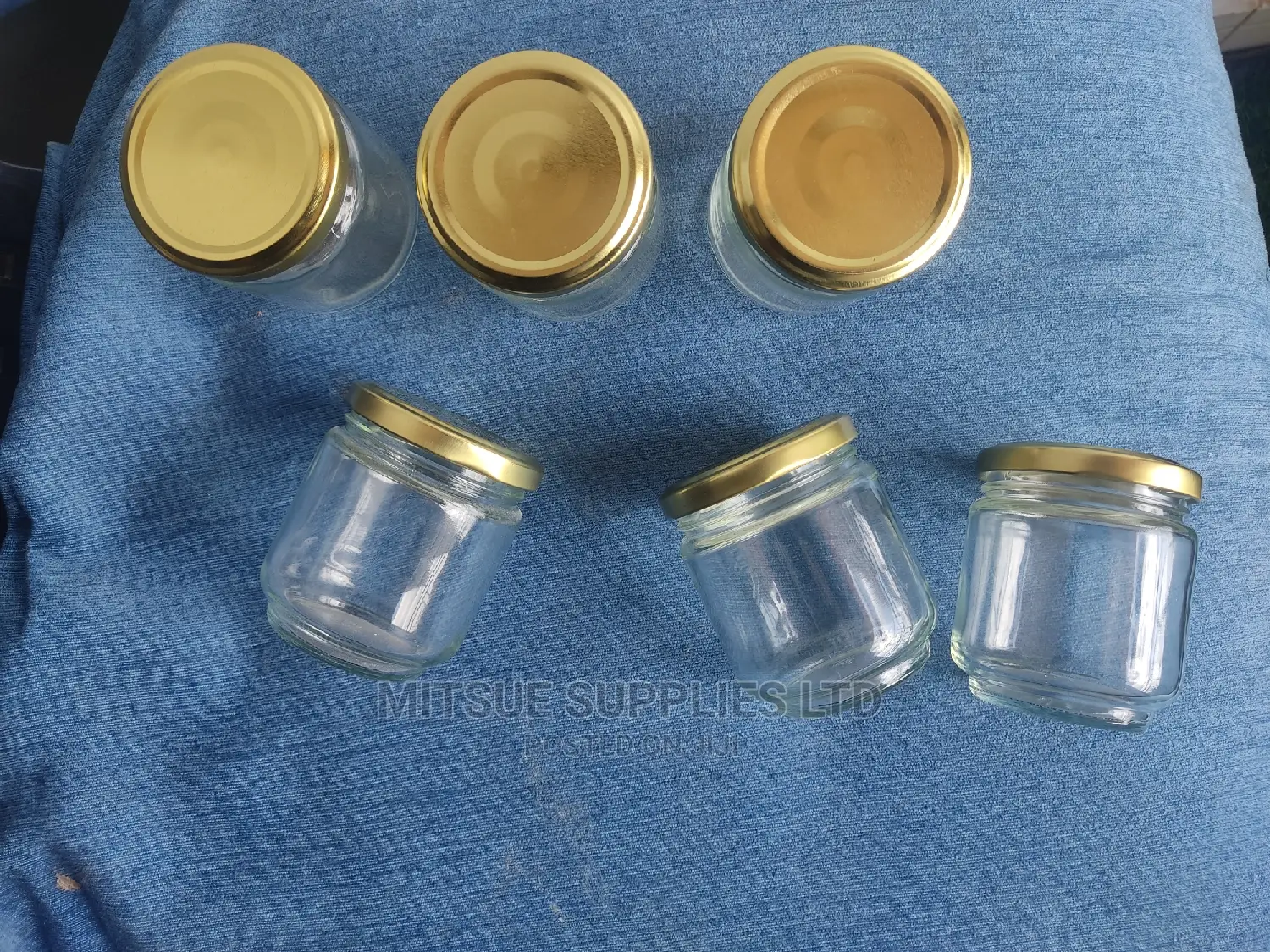 A Half Dozen Glass/Jam Jar 195ml With Gold Lids With Seals