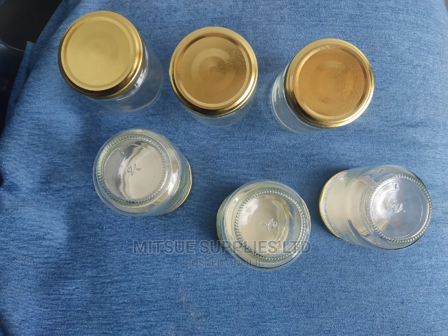 A Half Dozen Glass/Jam Jar 195ml With Gold Lids With Seals
