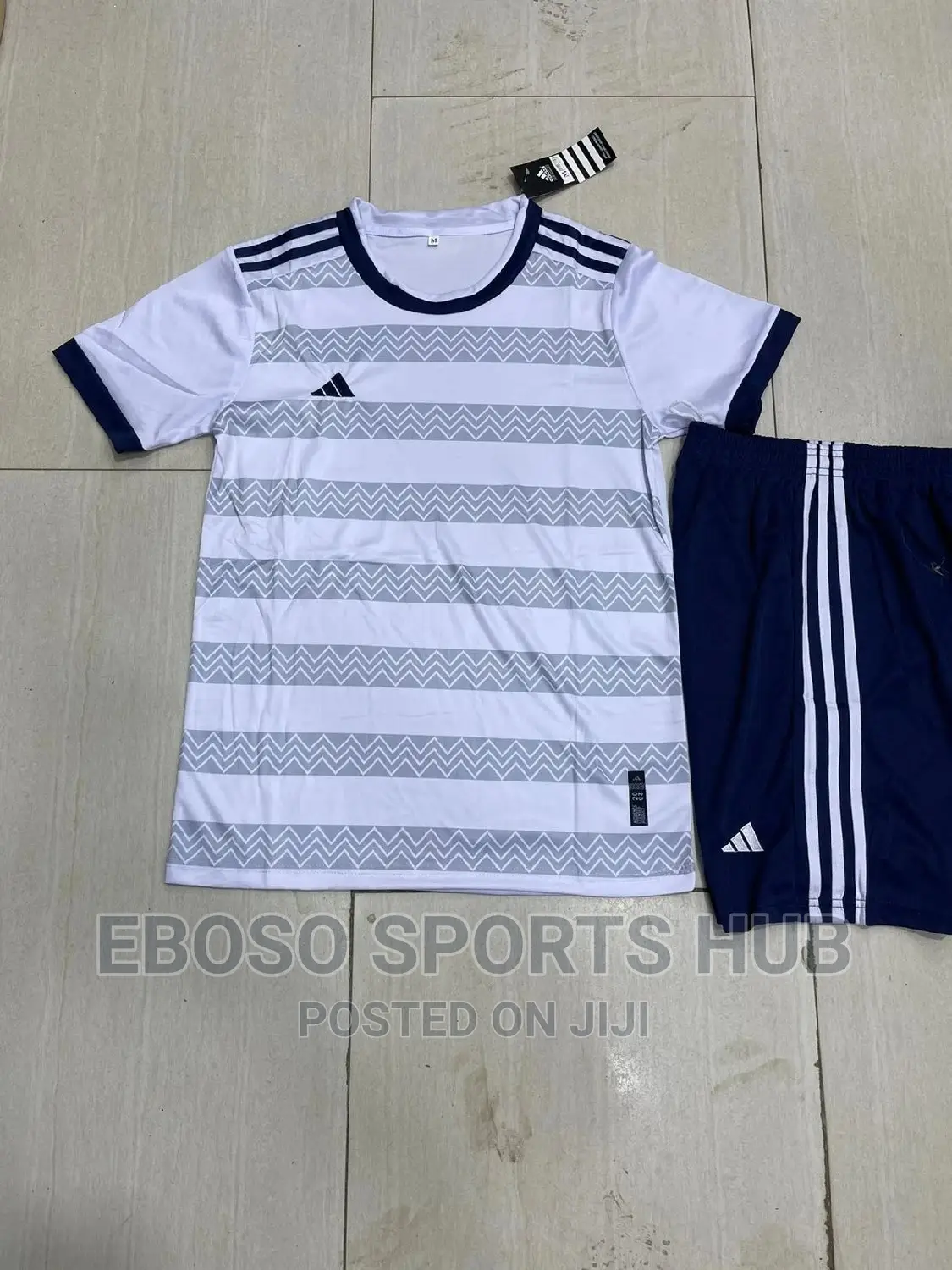 White Blue Adidas Football Uniform