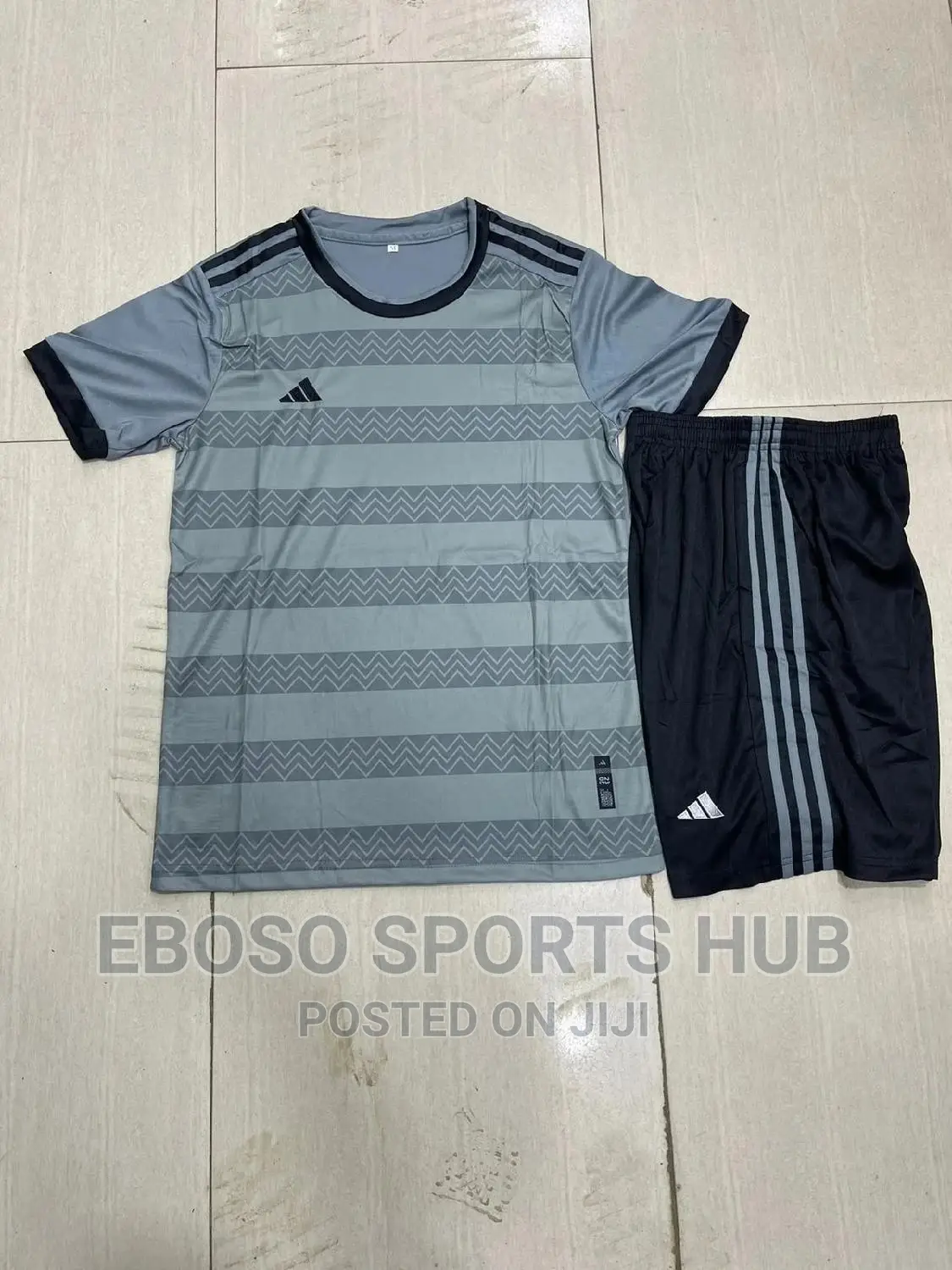 Gray and Black Adidas Football Uniform