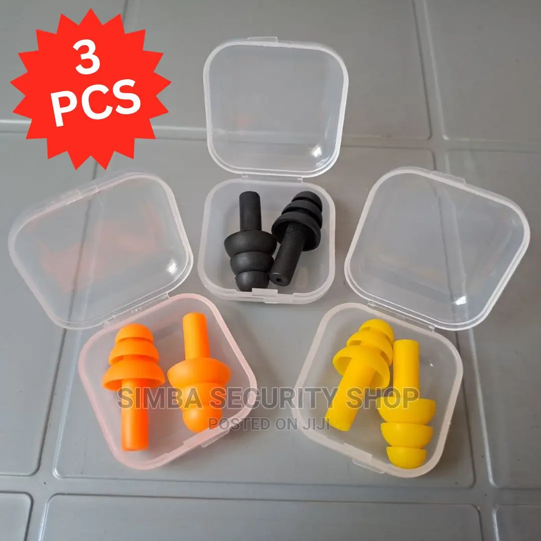 3 Silicone Ear Plugs With Plastic Box Reusable Hearing