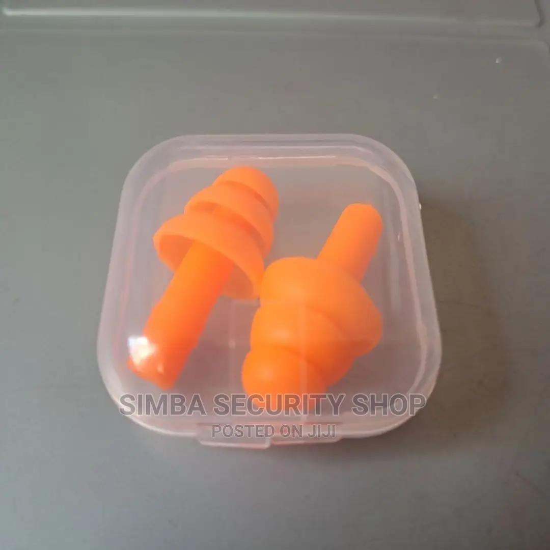 Silicon Ear Plugs Protection With Plastic Case Orange Box