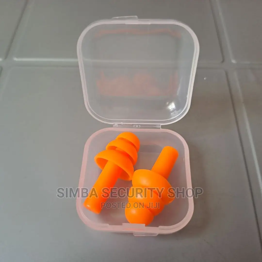 Silicon Ear Plugs Protection With Plastic Case Orange Box