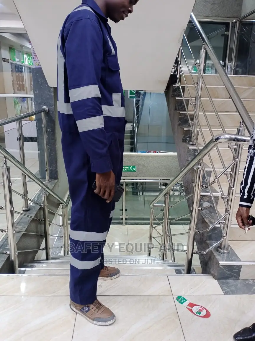 Navy Blue Overalls With Grey Reflectors