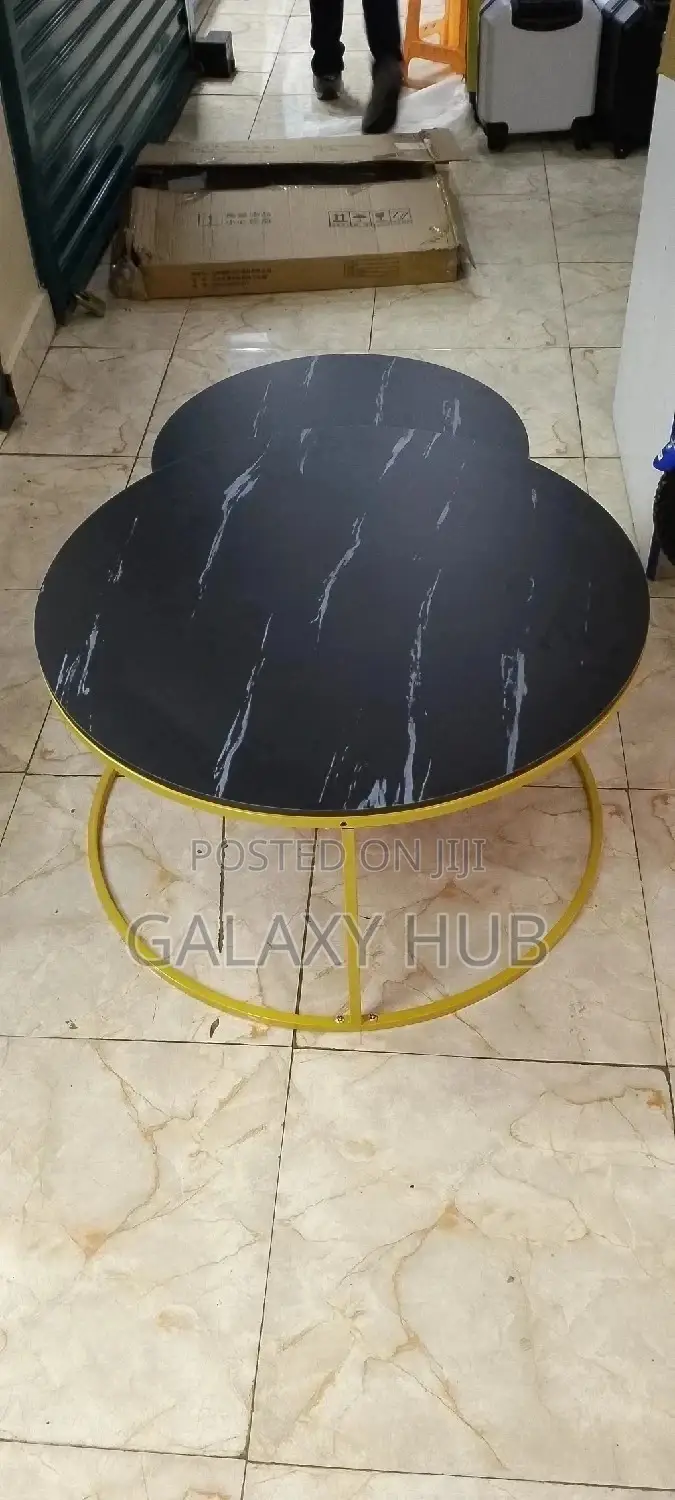 Marble Nesting Coffee Table (Glass Effect)Black