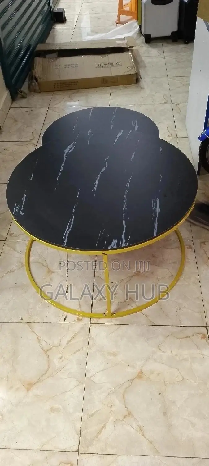 Marble Nesting Coffee Table (Glass Effect)Black