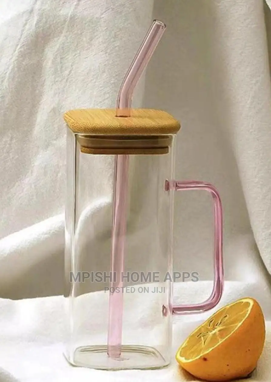 Square Smoothie Glasses With Bamboo Lid