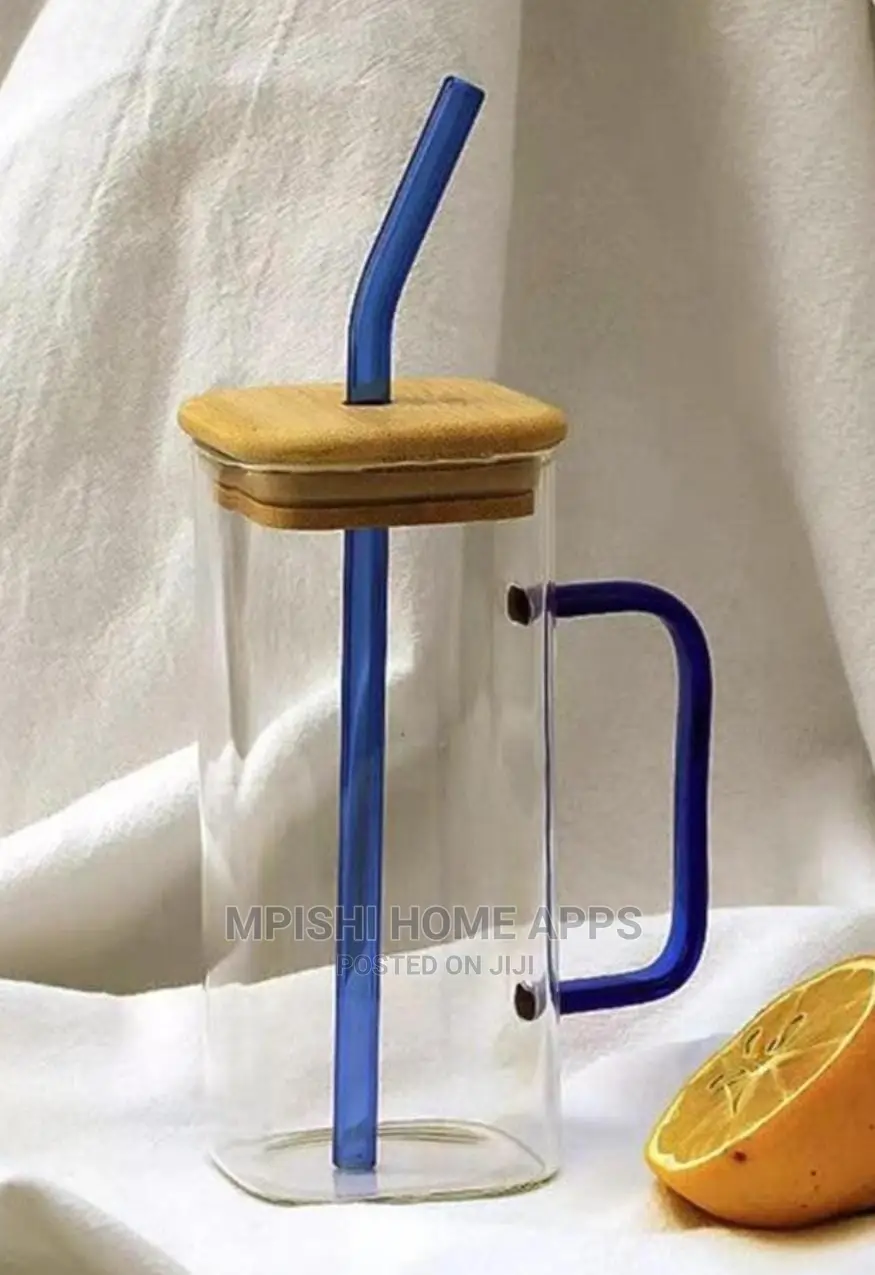 Square Smoothie Glasses With Bamboo Lid