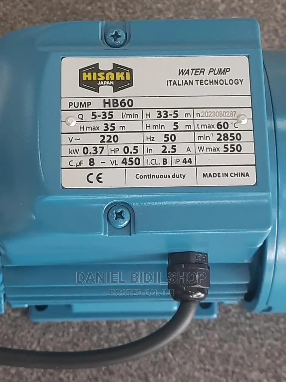 HB60 Hisaki Japan Booster Pump 0.5hp Head Max 35metres