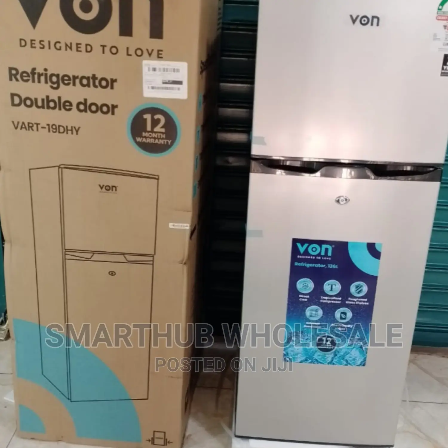 Von 136 Litres Double Door Refrigerator