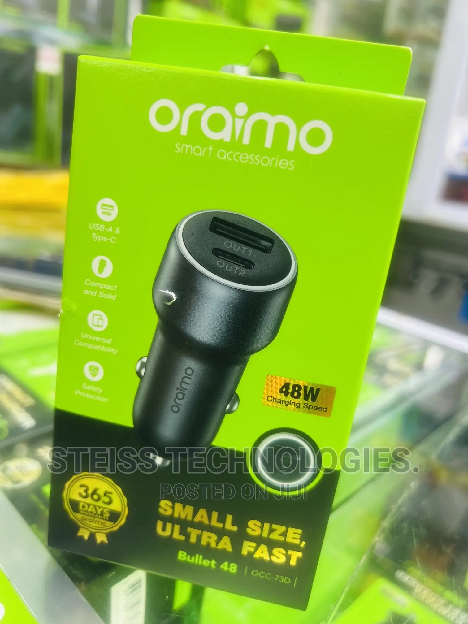 Oraimo Type C Superfast Car Charger.