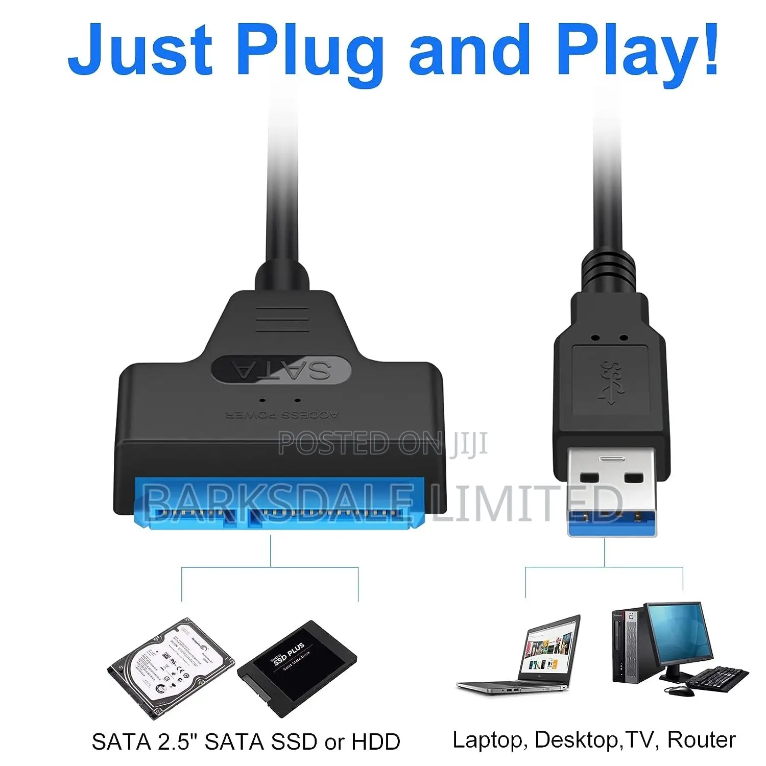 SATA USB 3.0 Adapter Cable for 2.5 HDD/SSD Hard Drive Disk