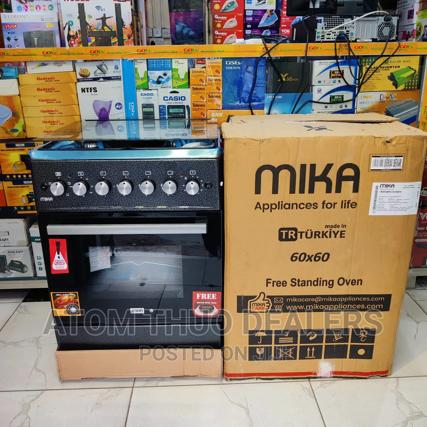 Mika Standing Cooker 3G+1E, 60*60cm, Stainless Steel Top.
