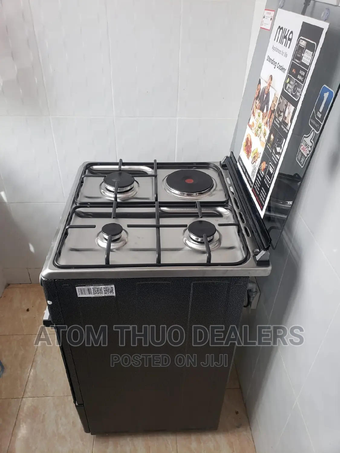 Mika Standing Cooker 3G+1E, 60*60cm, Stainless Steel Top.