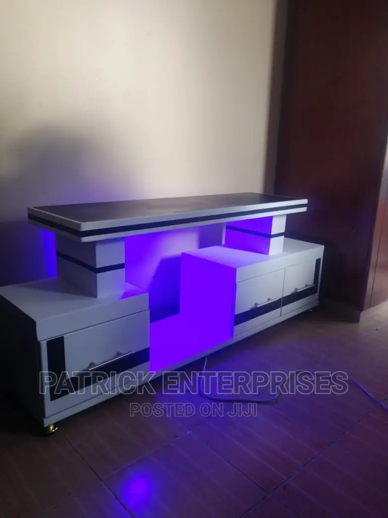 Morden Wooden TV Stand With LED Lights
