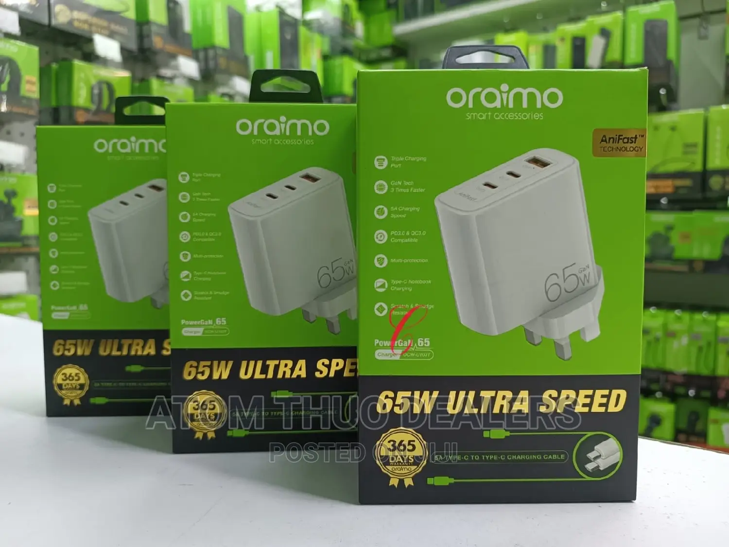 Oraimo Triple Port Charger Kit With Type-C to Type-C
