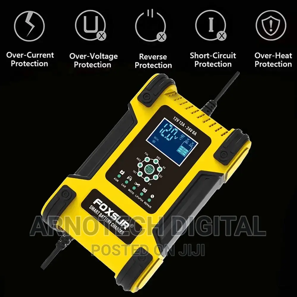 FOXSUR Lithium Battery Charger, 12v/24v 6amp Full Automatic