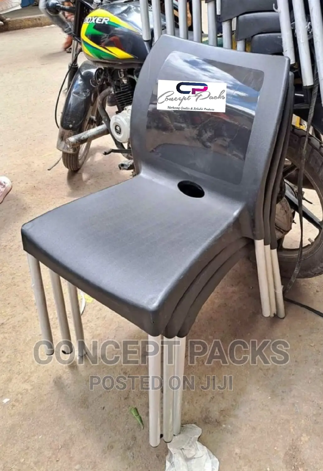 Plastic Armless Chairs With Metallic Legs