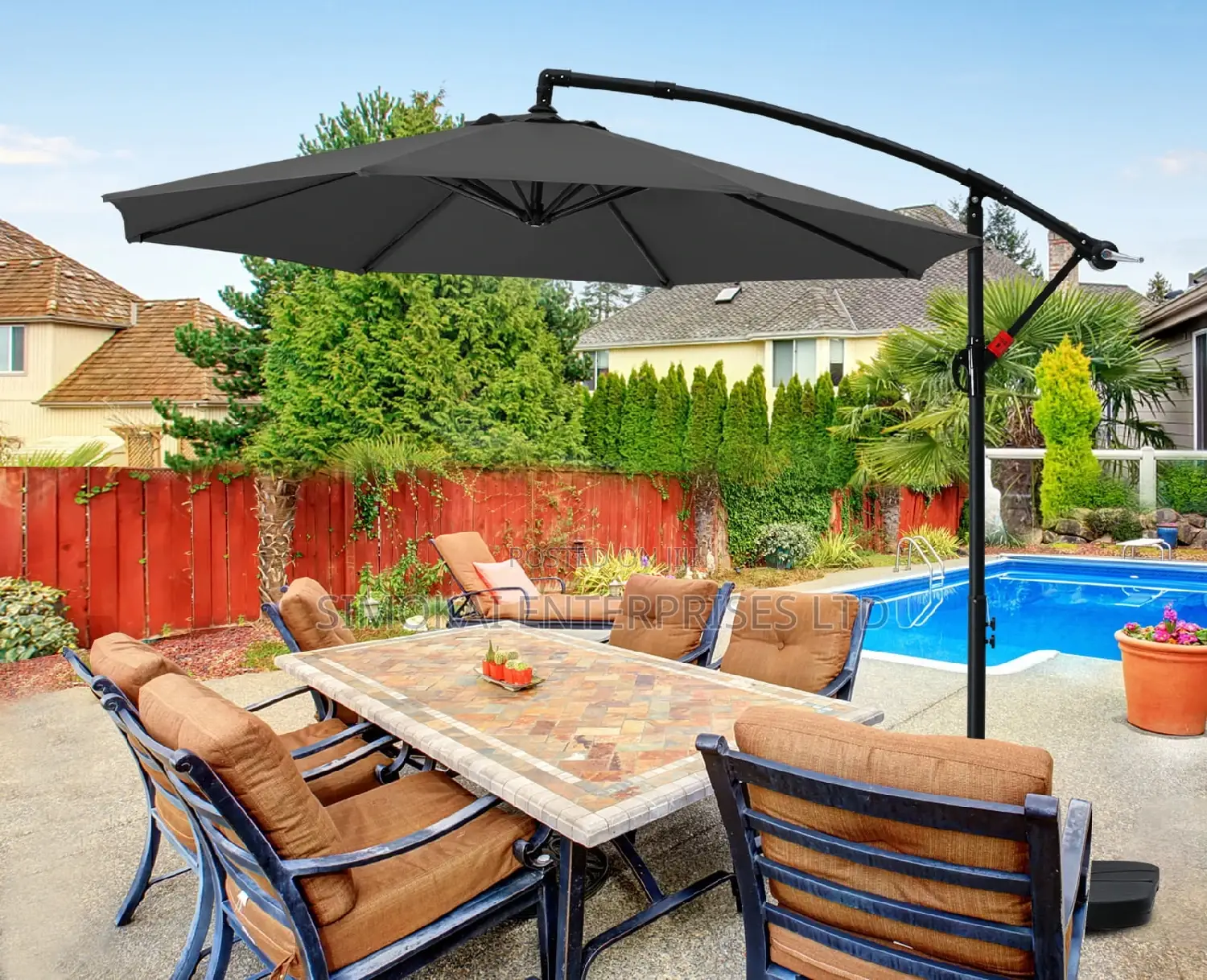 10ft Solar Powered Outdoor Patio Umbrella