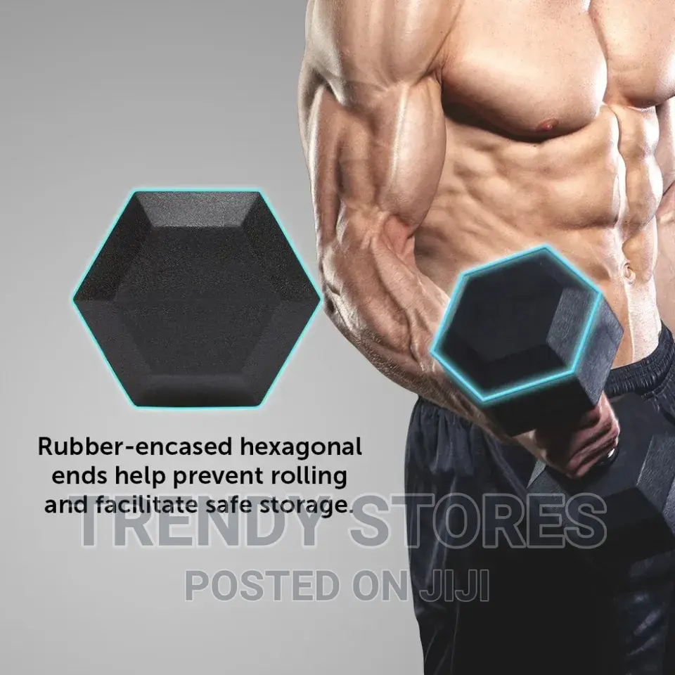 Rubber Coated Hexagonal Dumbbell Set From 5kg To 20kg