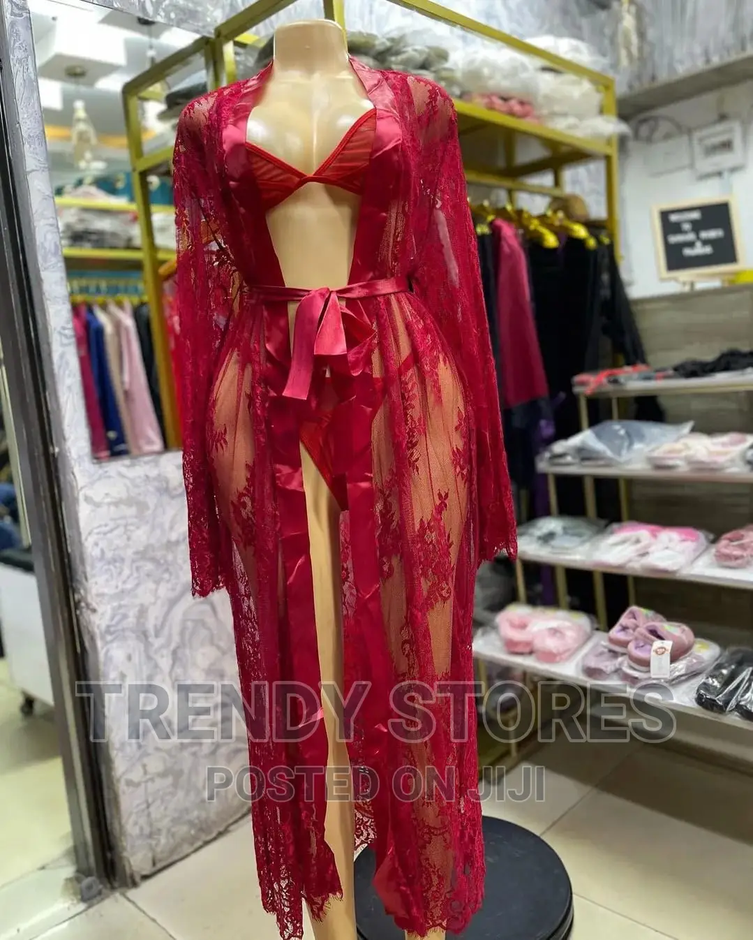 3pcs Lingerie Set (Long Cover + Bra + Thong)
