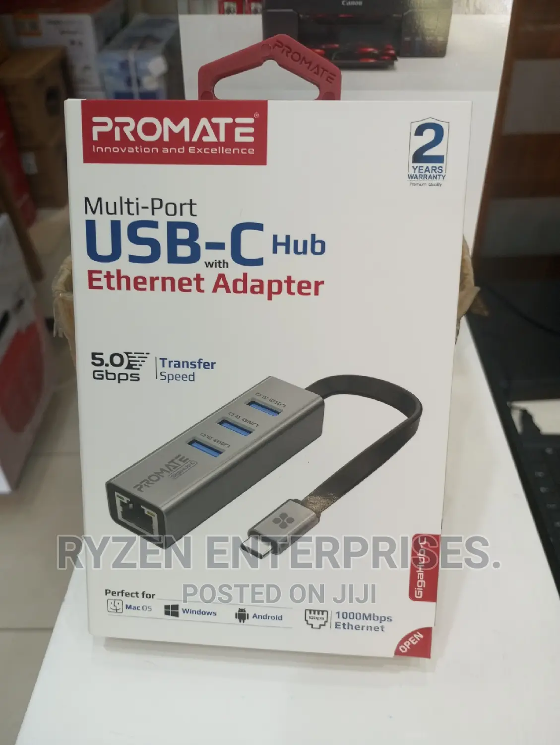 Promate USB-C HUB, Ethernet Adapter