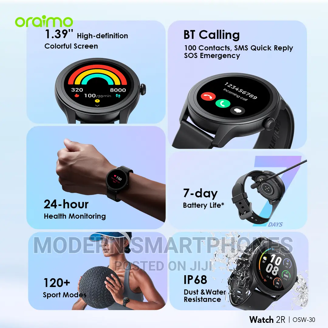 Oraimo Watch 2R Bluetooth Calling 1.39‘’ TFT Smart Watch