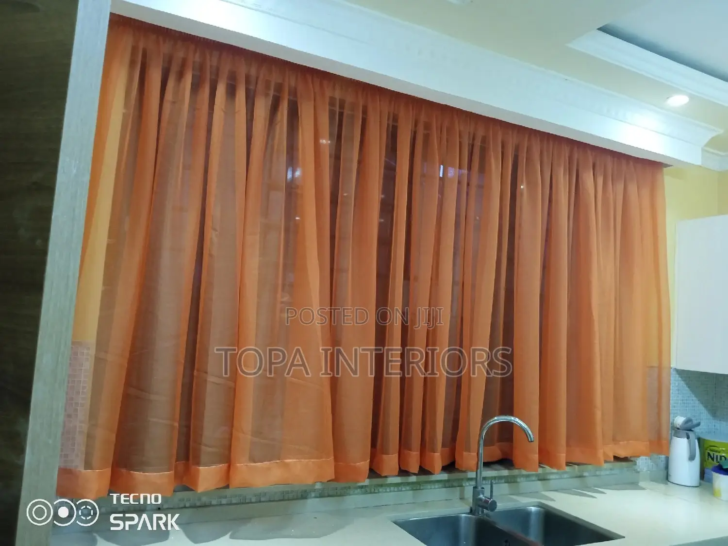 Soft Plain Orange Sheers for House Windows to Allow Light