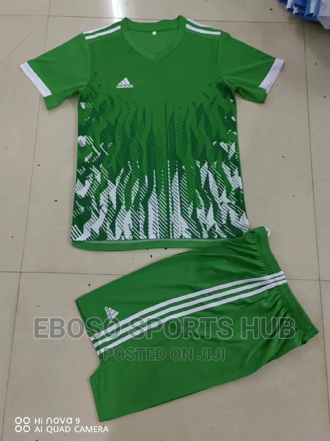 Green New Adidas Football Uniform