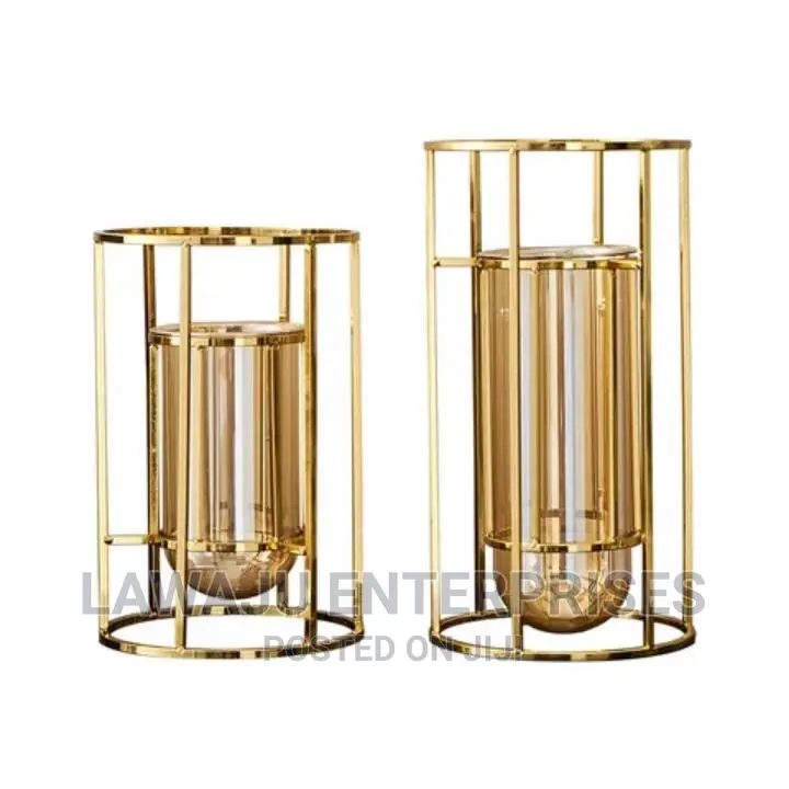 Glass Vase Metal Hollow Frame