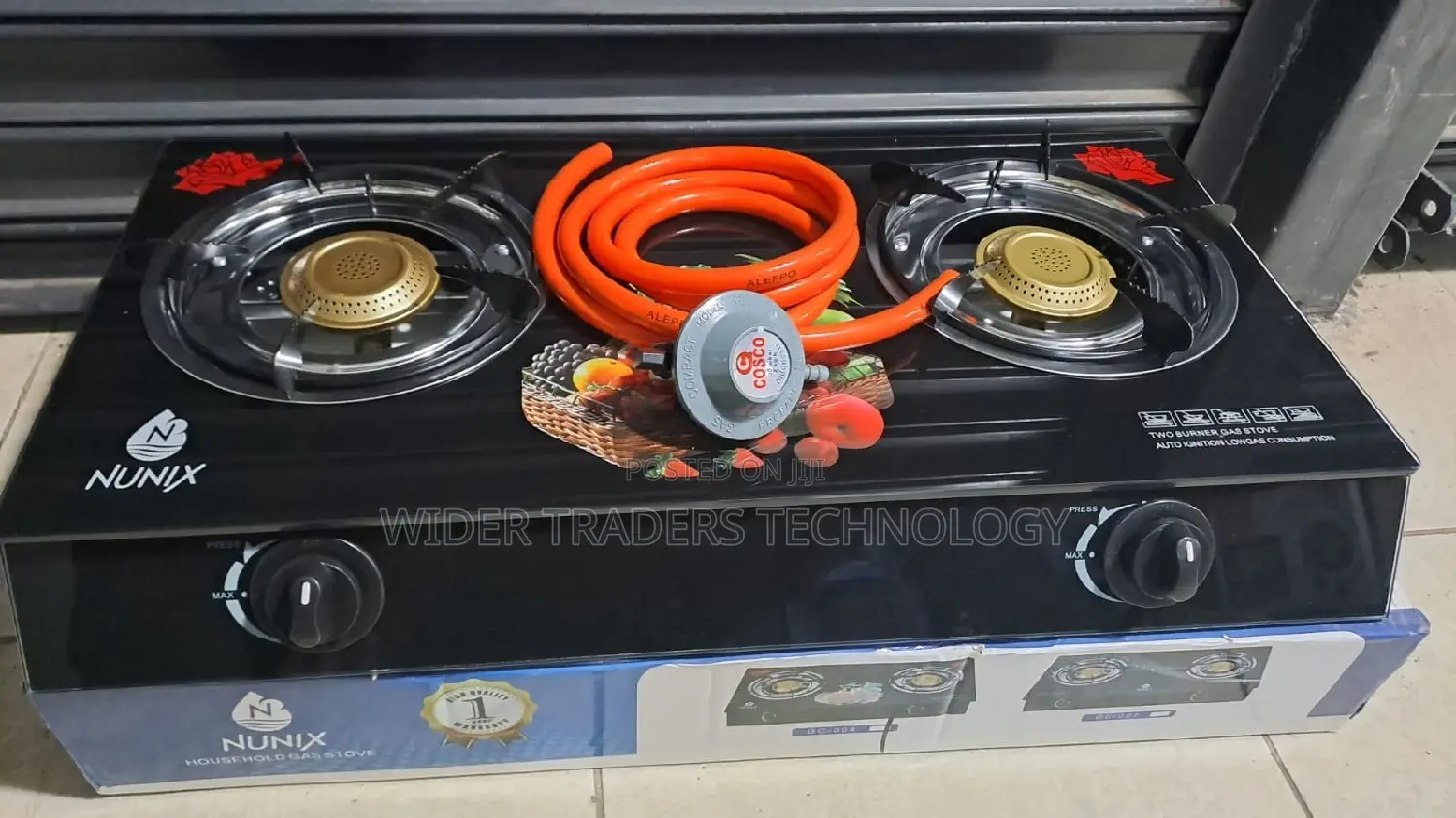 Nunix Glass Table Top Double Burner Gas Stove
