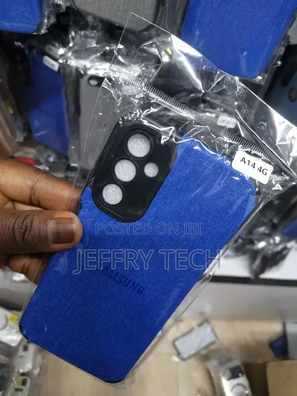 Samsung A14 Blue Fabric Jeans Texture Camera Protection Case