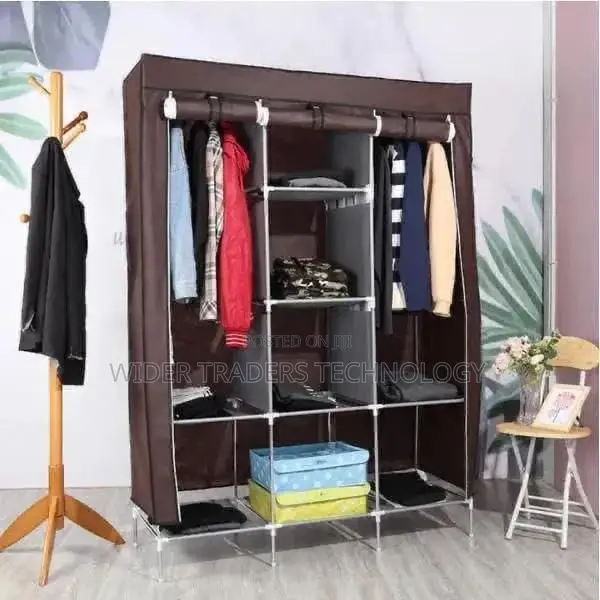 3 Coloumn Portable Metallic Wardrobe-home Storage