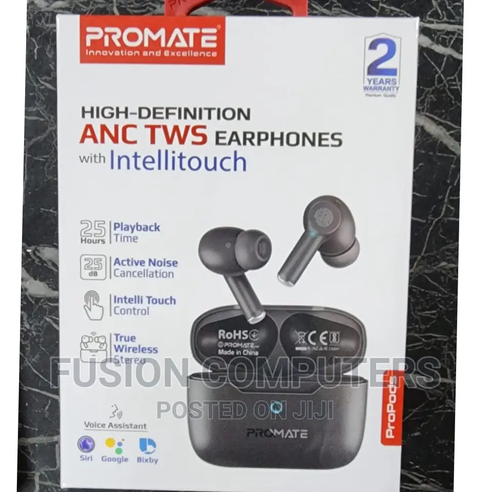 Promate High-Definition ANC TWS Earphoneswith Intellitouch
