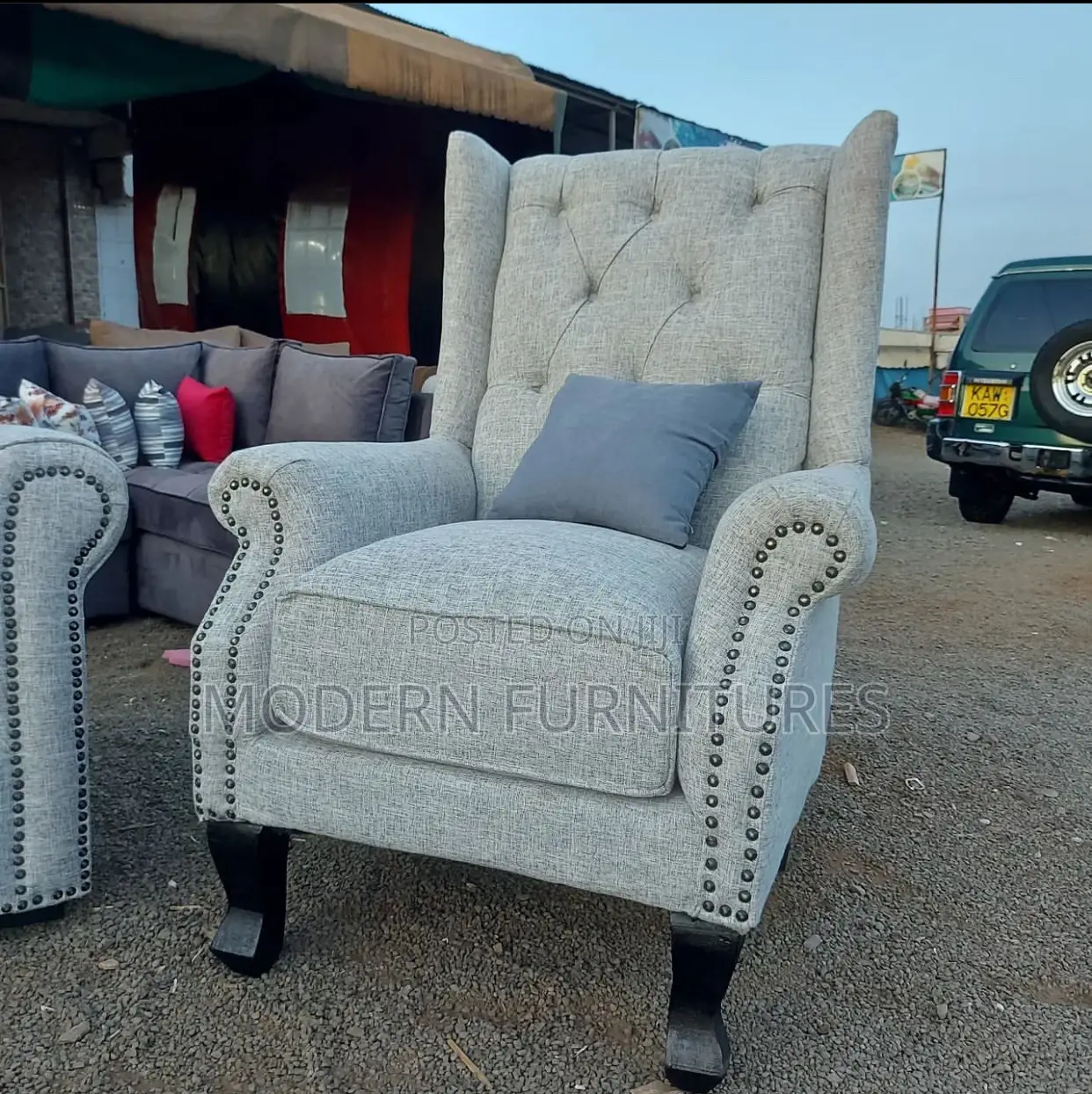 Grey Wing Chair