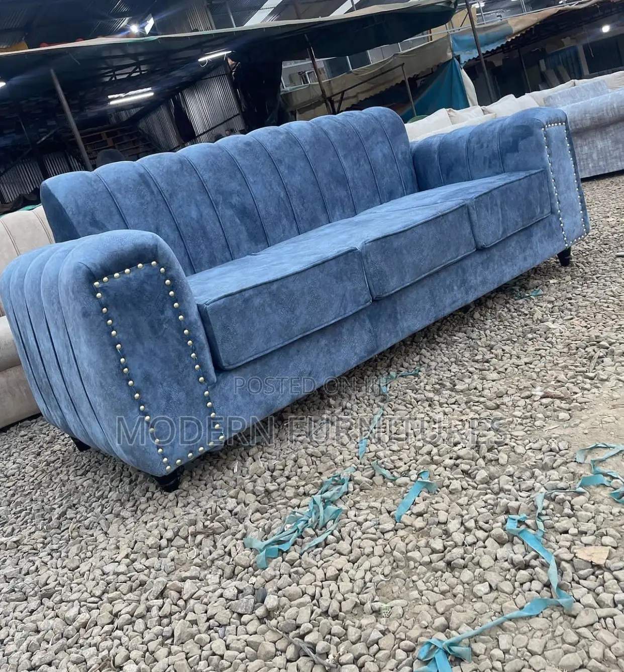 Blue 3 Seater Sofa