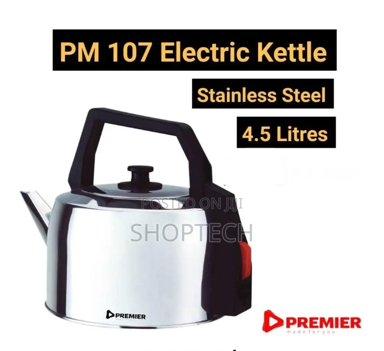 Premier Pm107 Electric Kettle Stainless Steel 4.5ltr