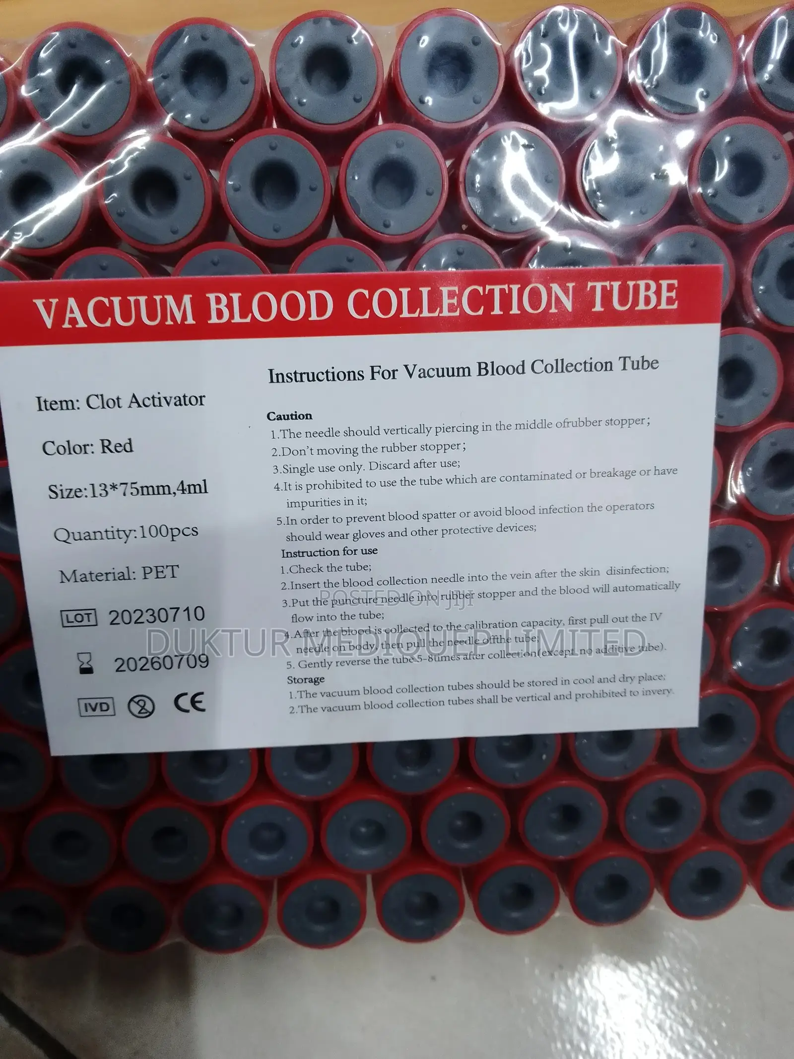 Red Top Vacuum Blood Collection Tubes 100pcs