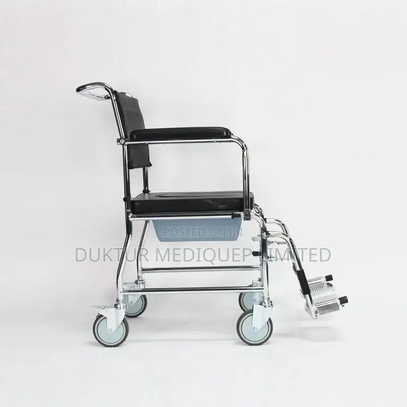 Commode Wheelchair With Castors U-Cut Bowl