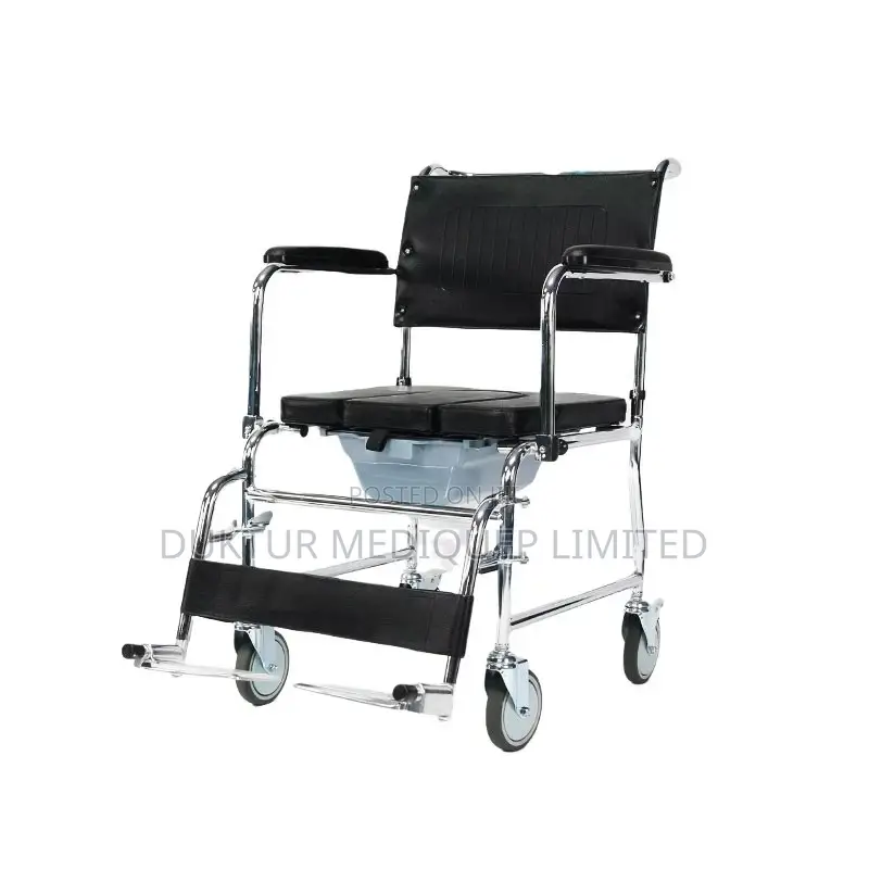 Commode Wheelchair With Castors U-Cut Bowl
