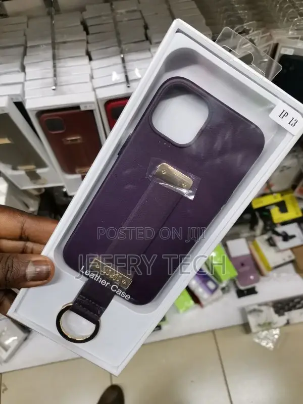 Wristband Strap Ring Purple Leather Phone Case for iPhone 13