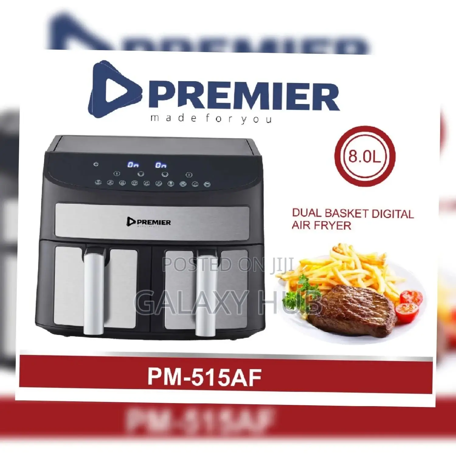 Premier Dual Basket Digital Air Fryer 8 Litres Pm - 515af