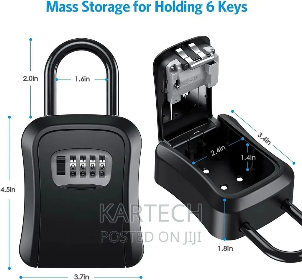 Metallic Key Lock Box, Wall Mounted Key Safe Box