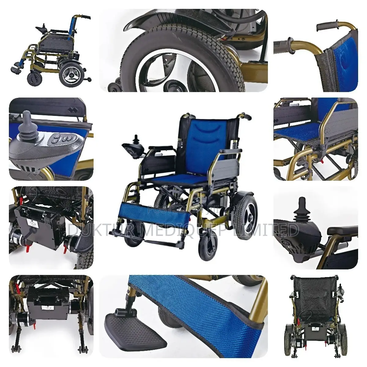 Compact Folding Electric Wheelchair (Blue)