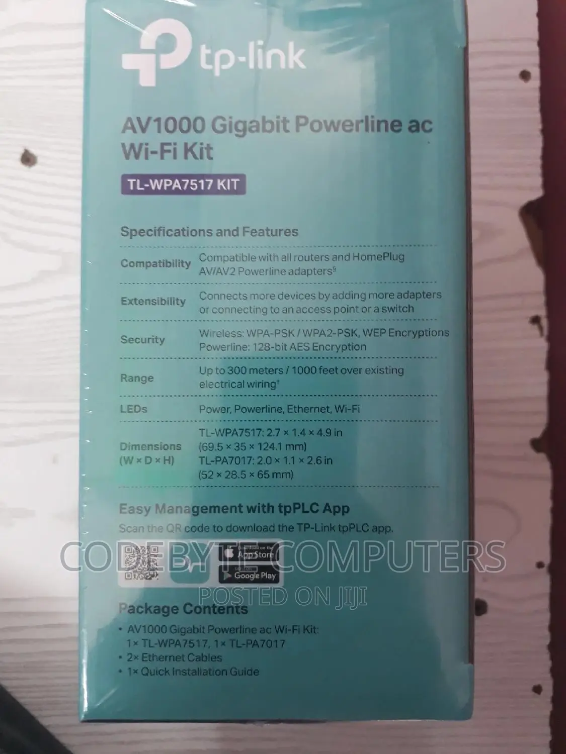 TP-Link Ac750 Av1000 Gigabit Powerline Wi-Fi Kit -Tl-Wpa7517