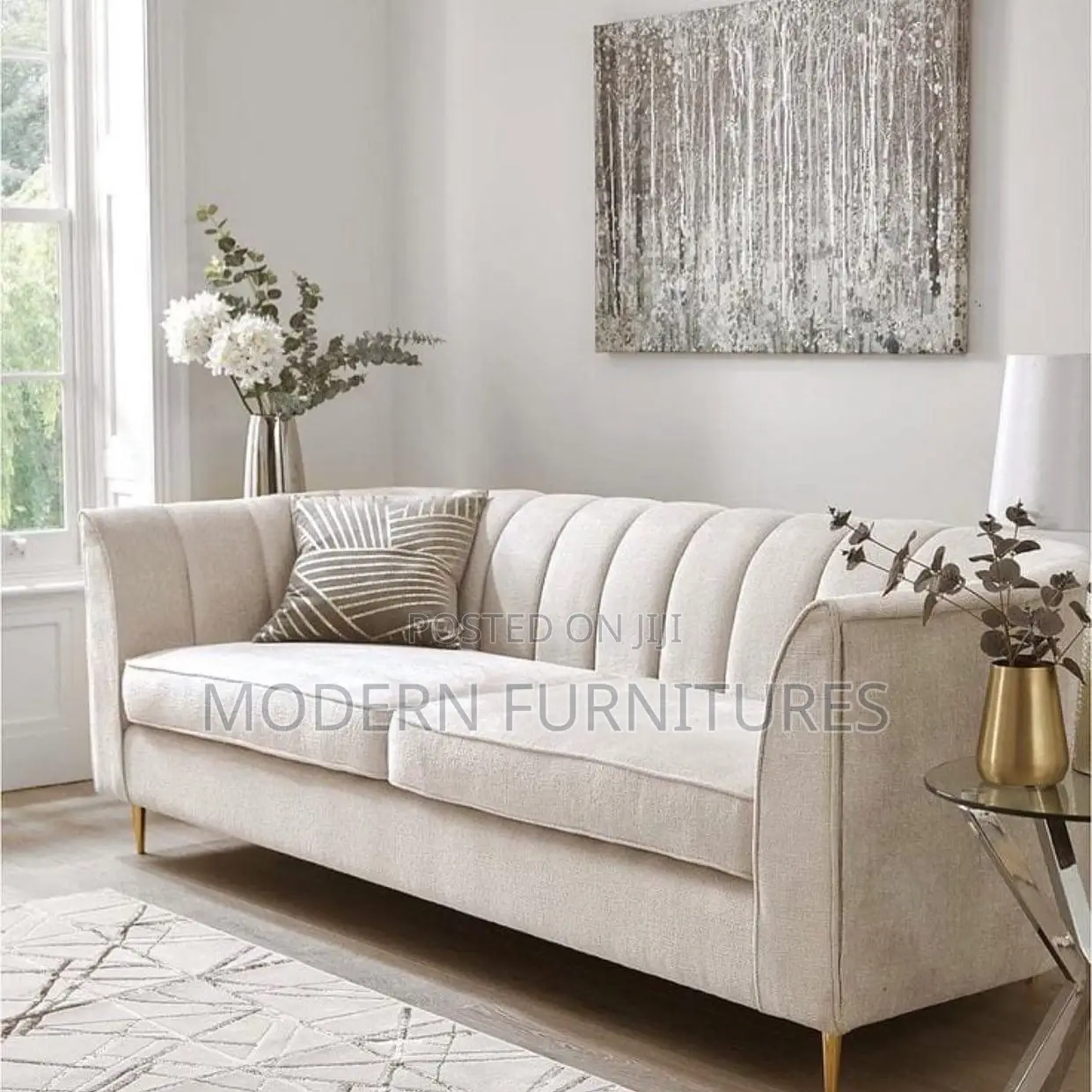 Cream White 3 Seater