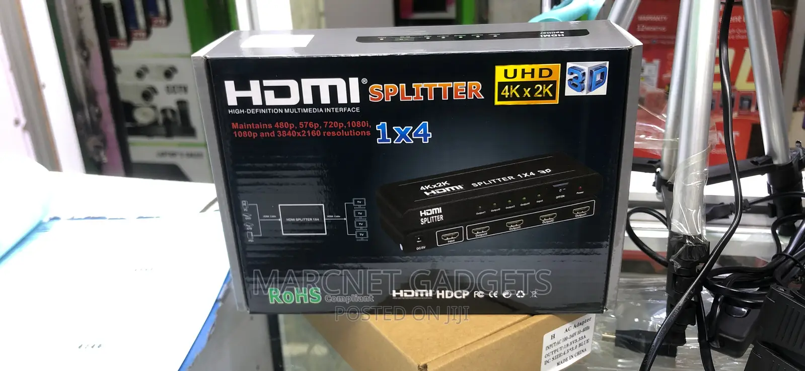 Powered 4 Way Hdmi Splitter Metallic